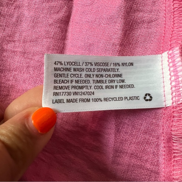 A New Day Bright Pink Midi Puff Flutter Short-Sleeve Tie-Back Ruffle Dress Sz S - Picture 15 of 16